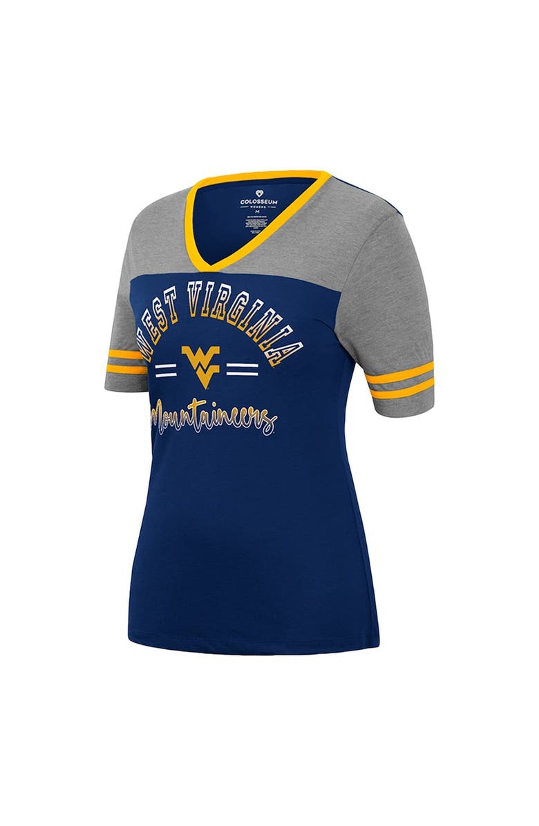 COLOSSEUM Women's Colosseum Navy/Heathered Gray West Virginia Mountaineers There You Are V-Neck T-Shirt, Alternate, color,