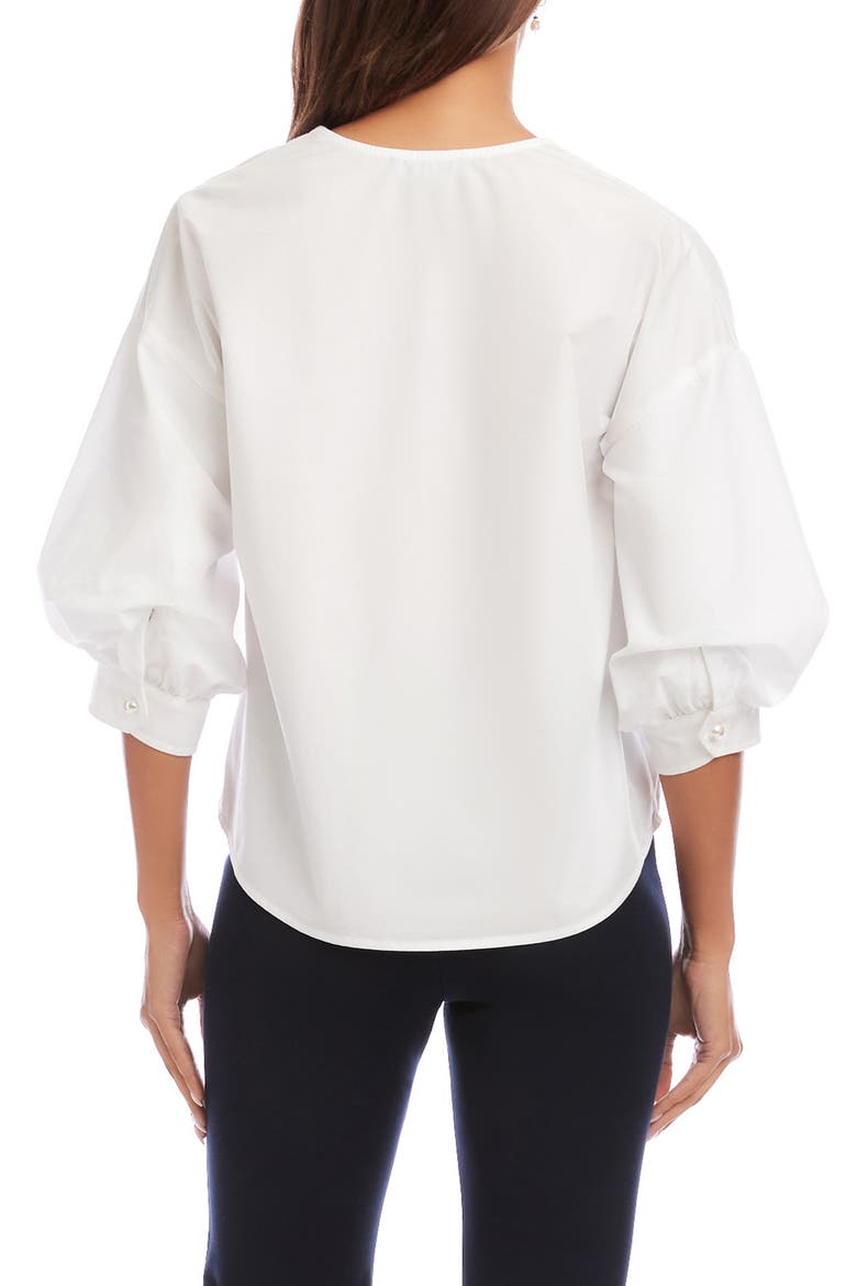 Lantern Sleeve Cotton Button-Up Shirt, Alternate, color, OFF WHITE
