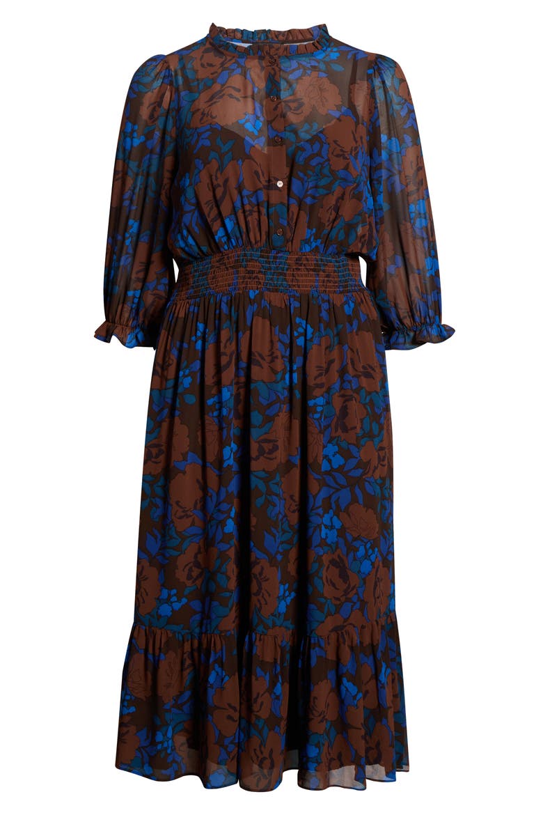 Lebanon Floral Ruffle Shirtdress, Alternate, color, BROWN-BLU