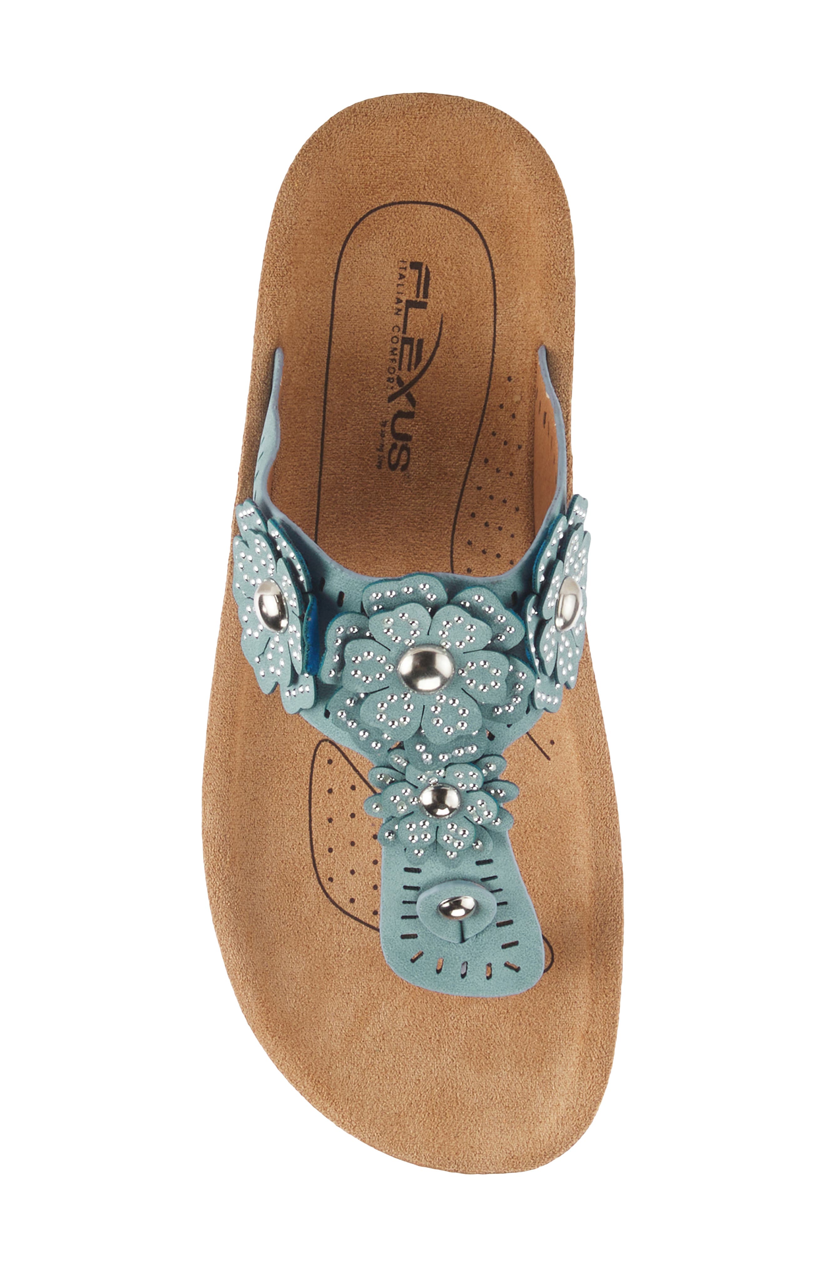 Flexus by Spring Step Bayview Floral Appliquè Sandal, Alternate, color, Sky Blue