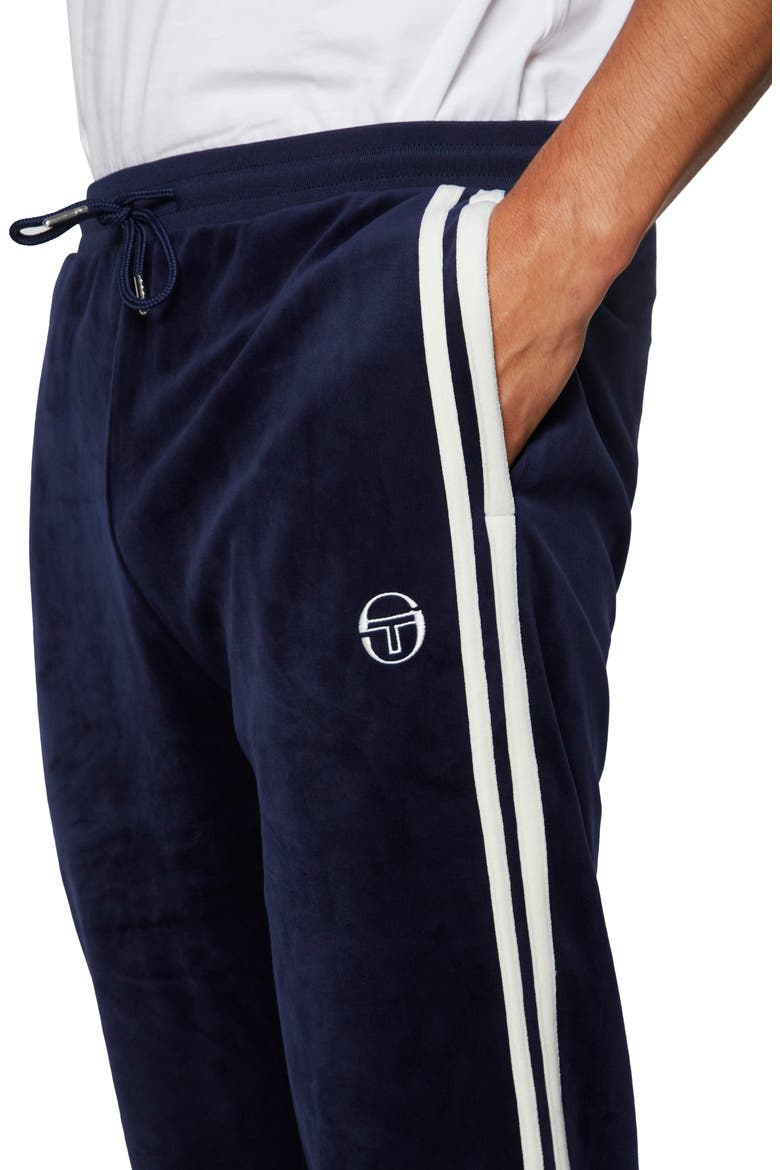 Damarindo Stretch Velour Track Pants, Alternate, color, MARITIME BLUE
