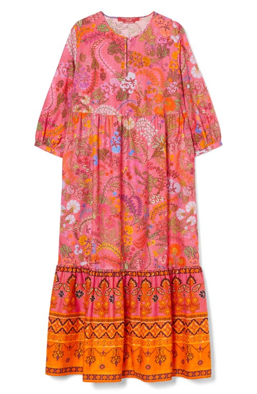 Shop Marina Rinaldi Stecca Print Tiered Maxi Dress In Fuchsia