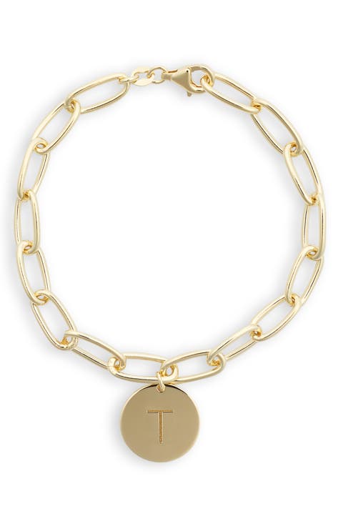 Initial Disc Charm Bracelet