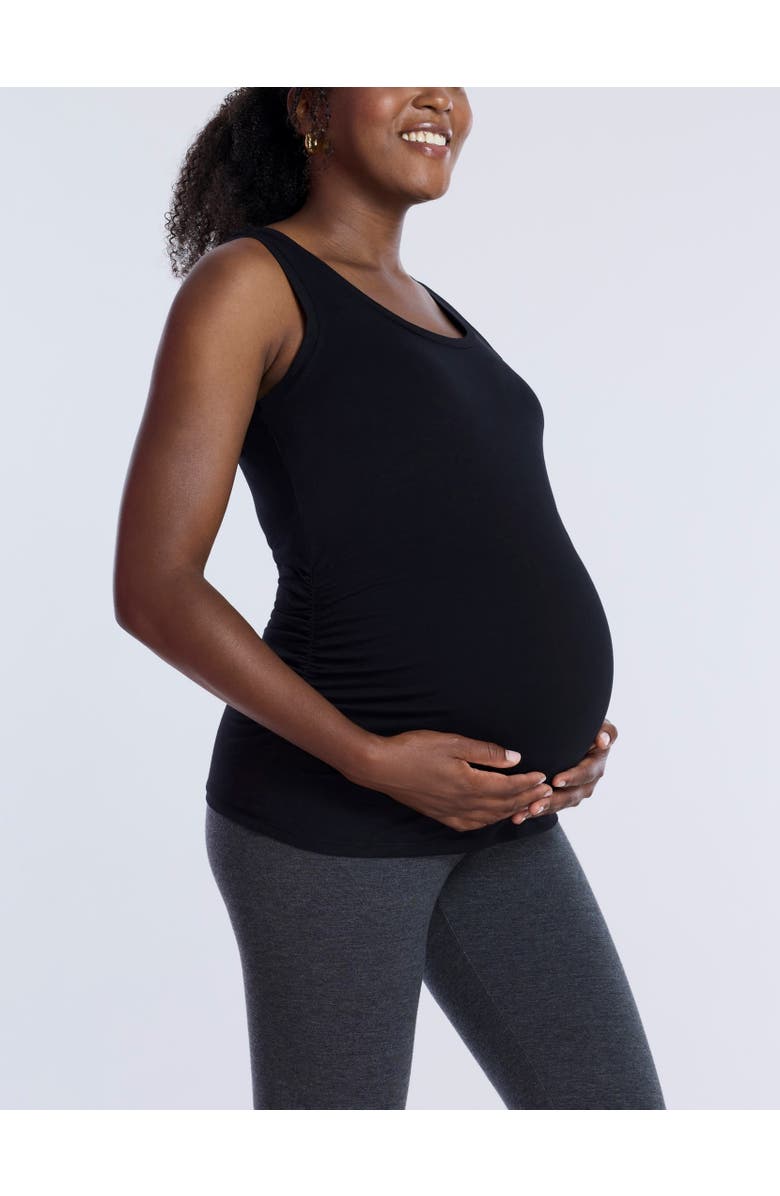 MOTHERHOOD MATERNITY Scoop Neck Side-Ruched Maternity Tank Top - 2 Pack, Alternate, color, Black & Grey