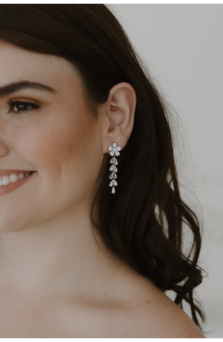 Untamed Petals Devotion Crystal Drop Earrings, Alternate, color, Silver