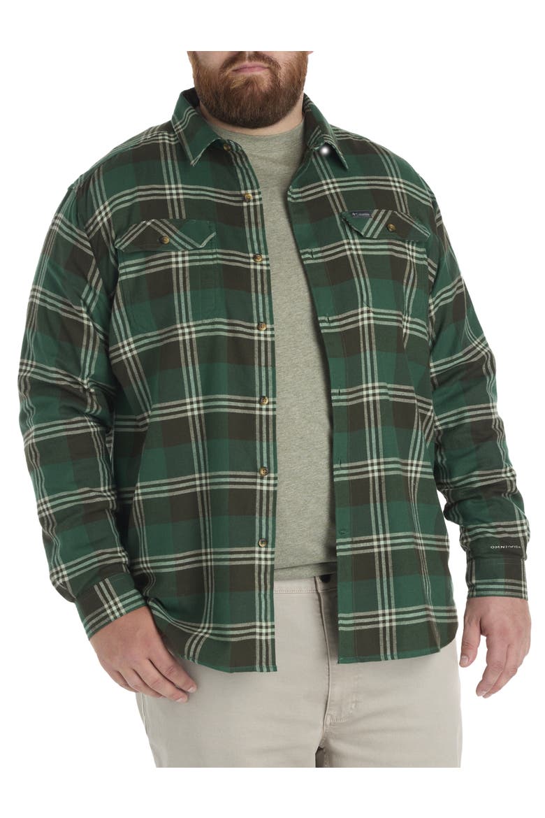 Big & Tall Flare Stretch Flannel Sport Shirt, Alternate, color, RAINFOREST