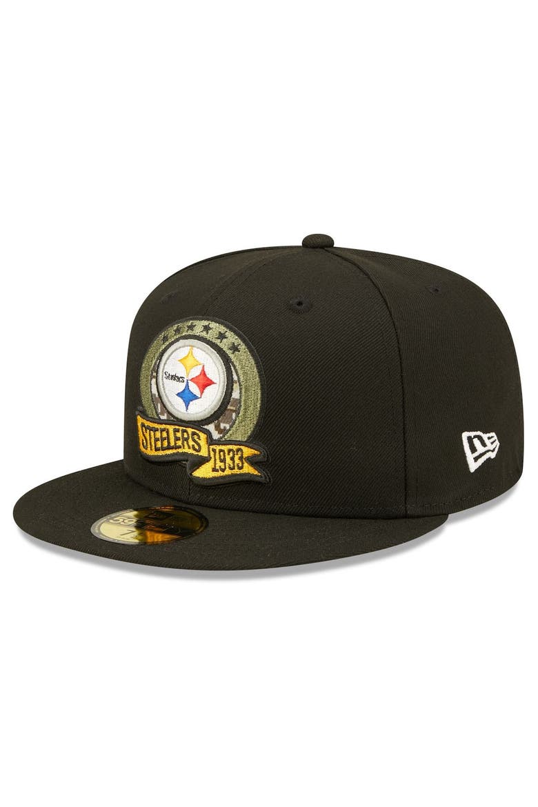 Men's New Era Black Pittsburgh Steelers 2022 Salute To Service 59FIFTY Fitted Hat, Alternate, color, Black