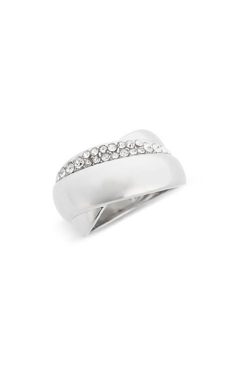 Pavé CZ Crossover Band Ring