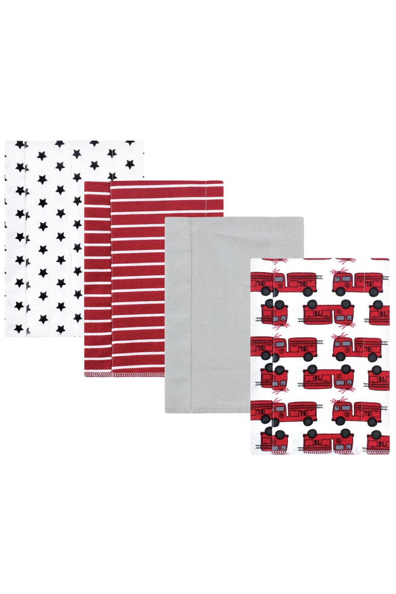 4Pk Cotton-Poly Flannel Burp Cloths, Main, color, Fire Truck