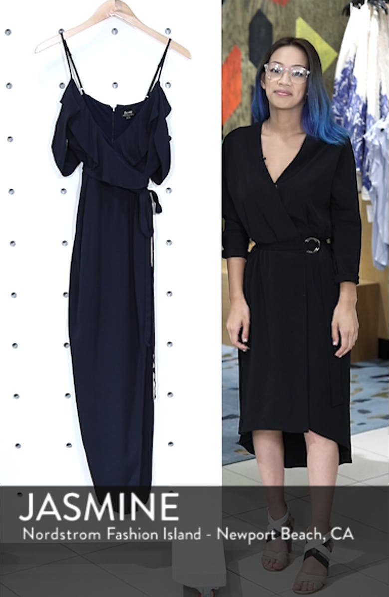 Enzo Cold Shoulder Faux Wrap Dress, sales video thumbnail