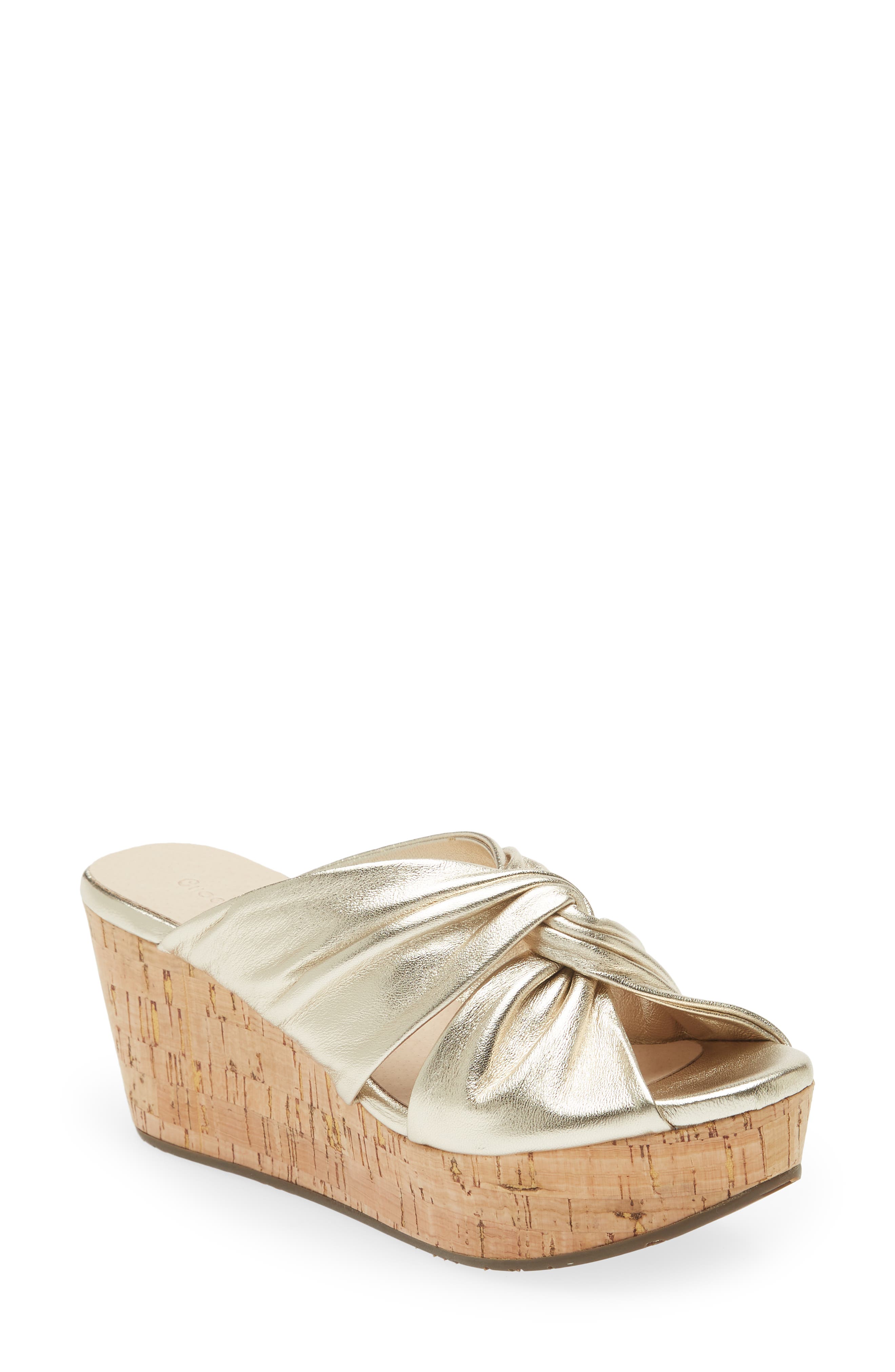 Wiley Platform Wedge Sandal, Main, color, LIGHT GOLD LEATHER