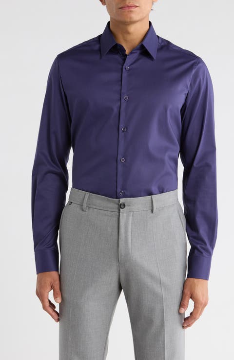 Slim Fit Stretch Cotton Dress Shirt