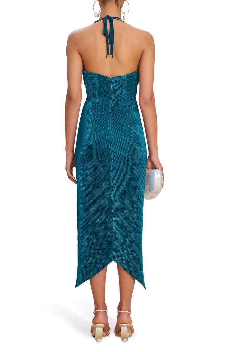 Cult Gaia Milo Plissé Halter Midi Dress, Alternate, color, Sea Moss