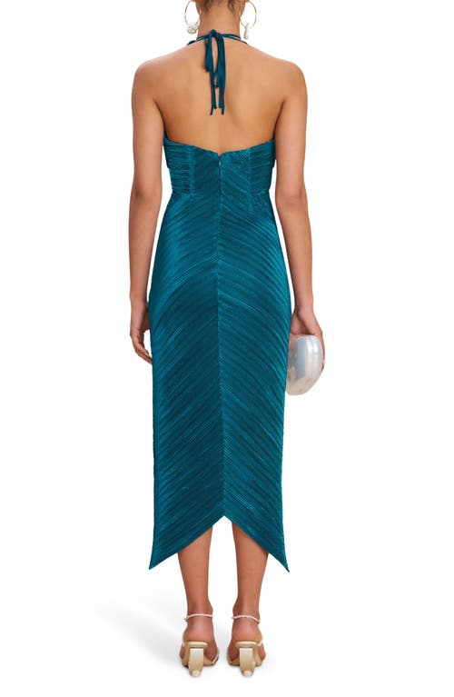 Cult Gaia Milo Plissé Halter Midi Dress In Sea Moss