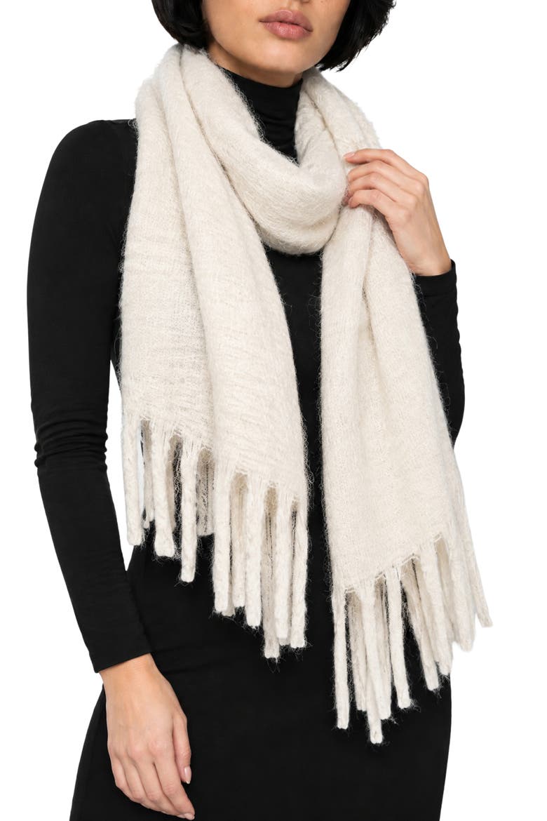 Chunky Lurex Boucl Scarf, Main, color, BEIGE