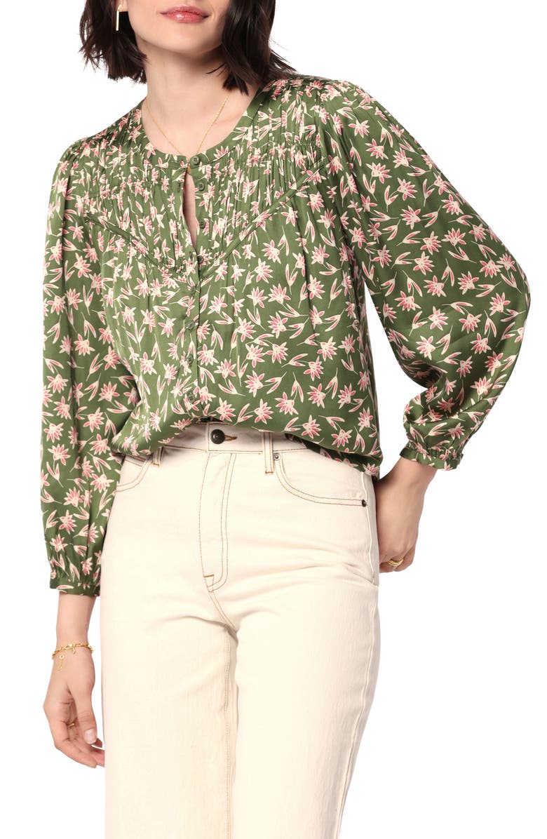 Joie Fanning Floral Print Lace-Up Blouse, Main, color,