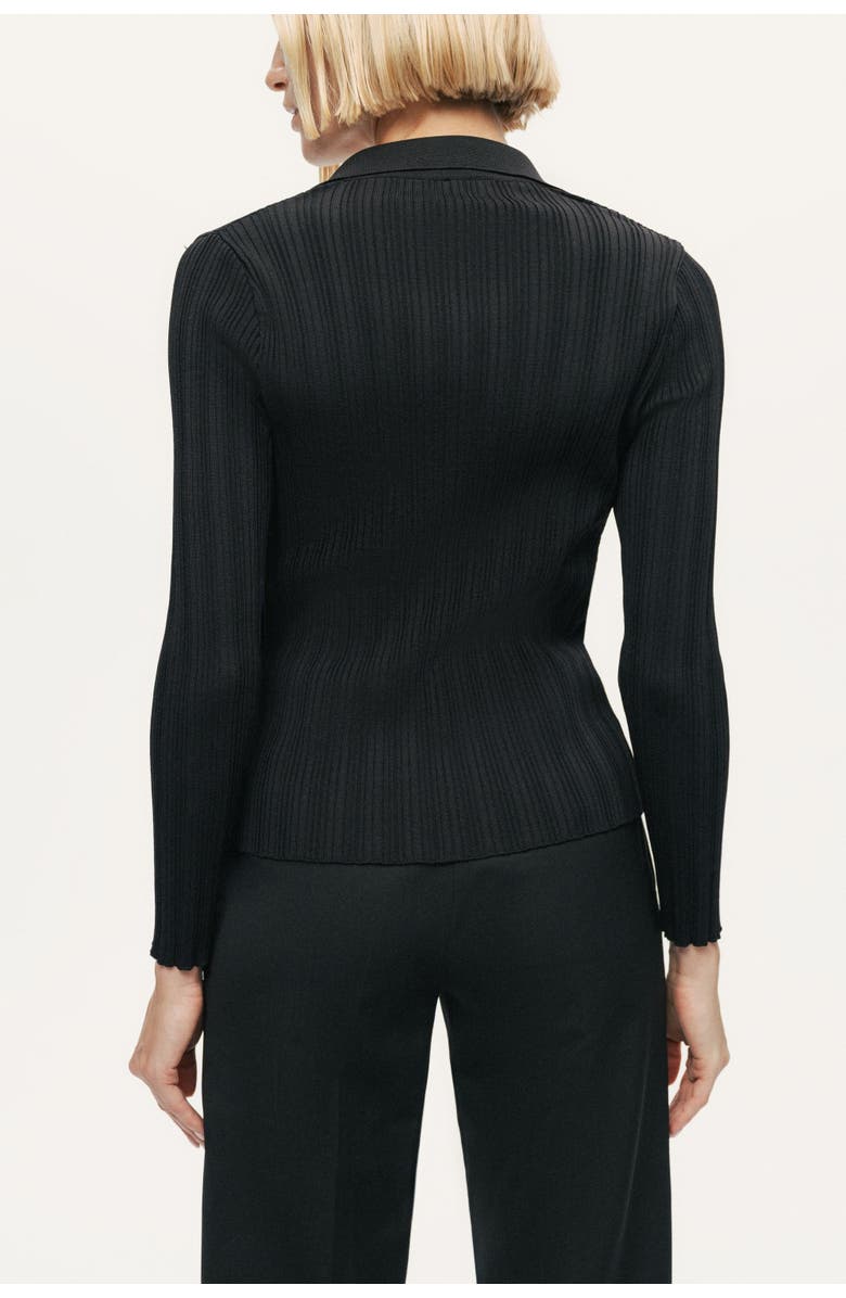 Nocturne Floral Embellished Ribbed V-Neck Sweater, Alternate, color, Black