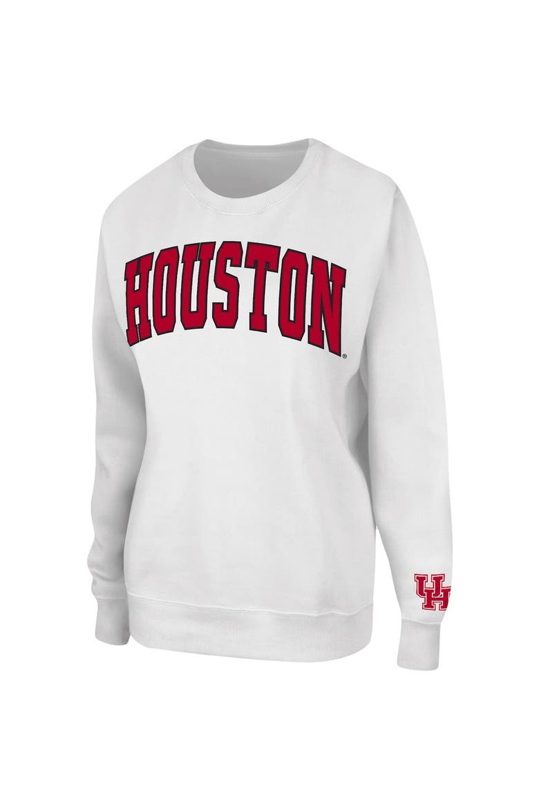 Women's Colosseum White Houston Cougars Campanile Pullover Sweatshirt, Alternate, color, White