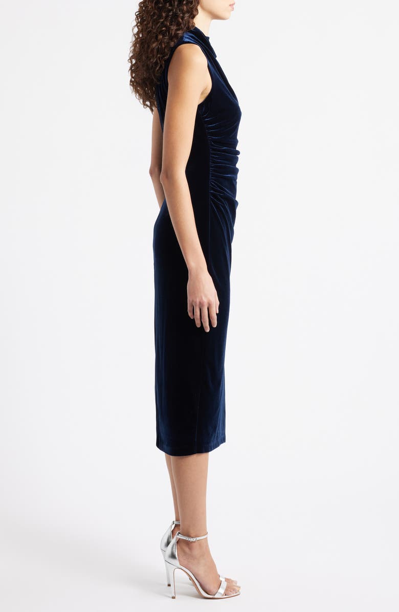 Vince Camuto Cowl Neck Velvet Midi Dress, Alternate, color, Navy