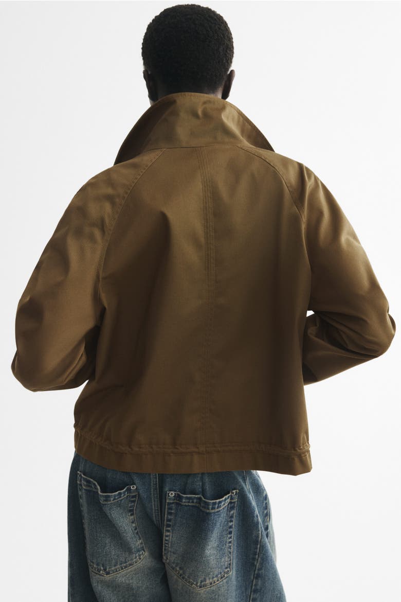 Funnel-collar Twill Jacket, Alternate, color, Khaki green