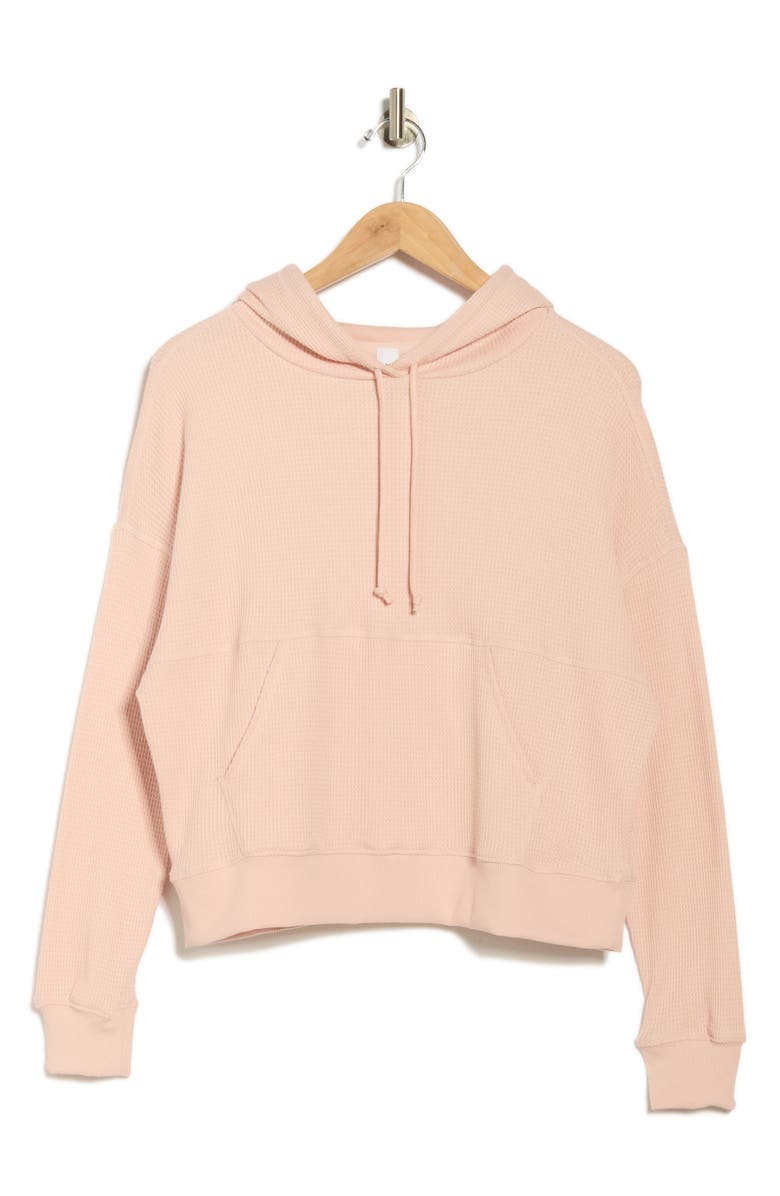 YOGALICIOUS Brushed Waffle Knit Hoodie, Alternate, color, Porcelain Petal