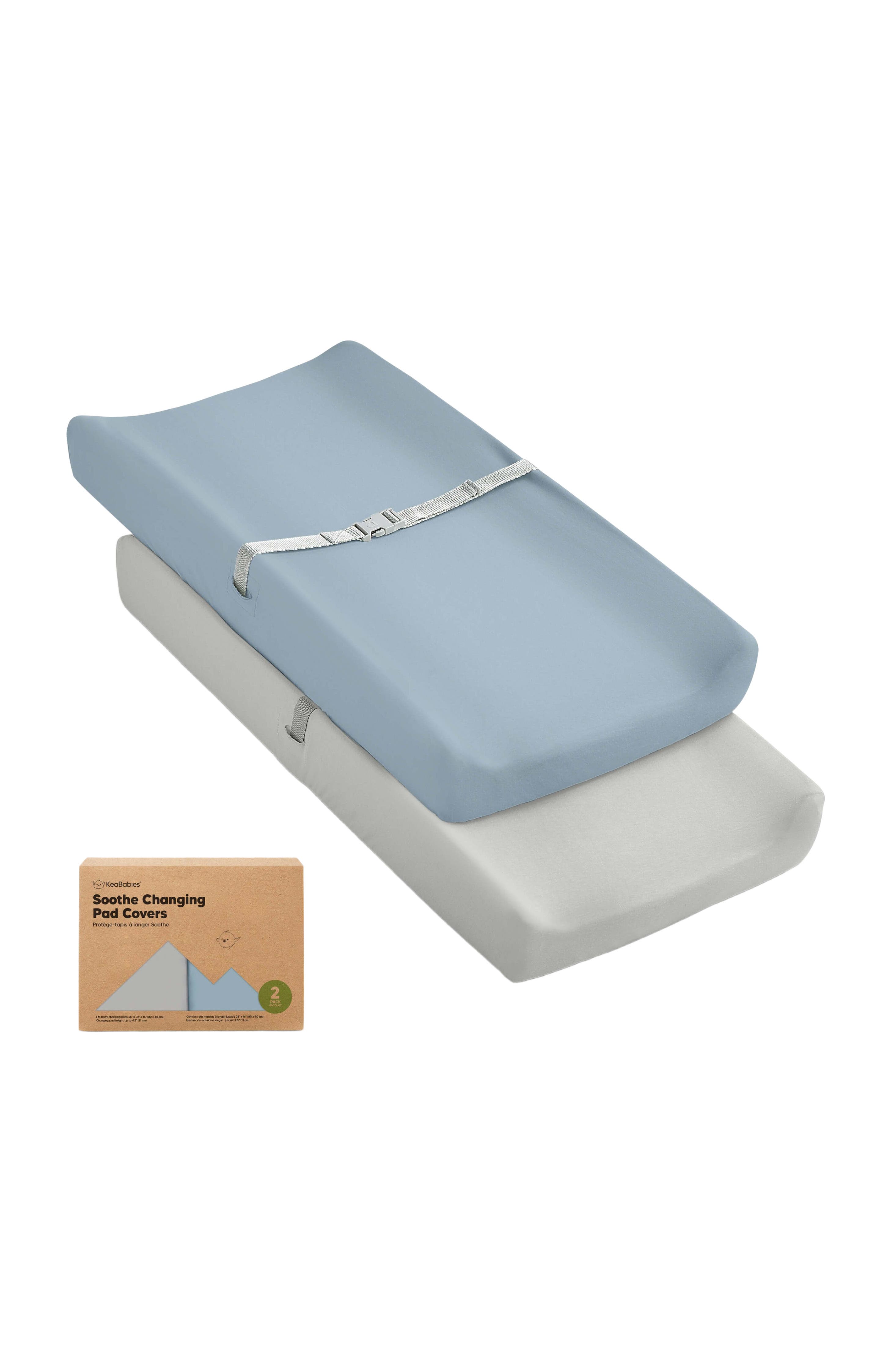 KeaBabies 2-Pack Soothe Changing Pad Covers in Steel 