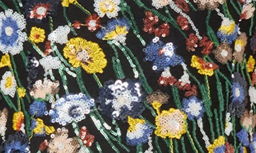 Helsi Lea Beaded Floral Strapless Cocktail Minidress In Black/yellow Floral