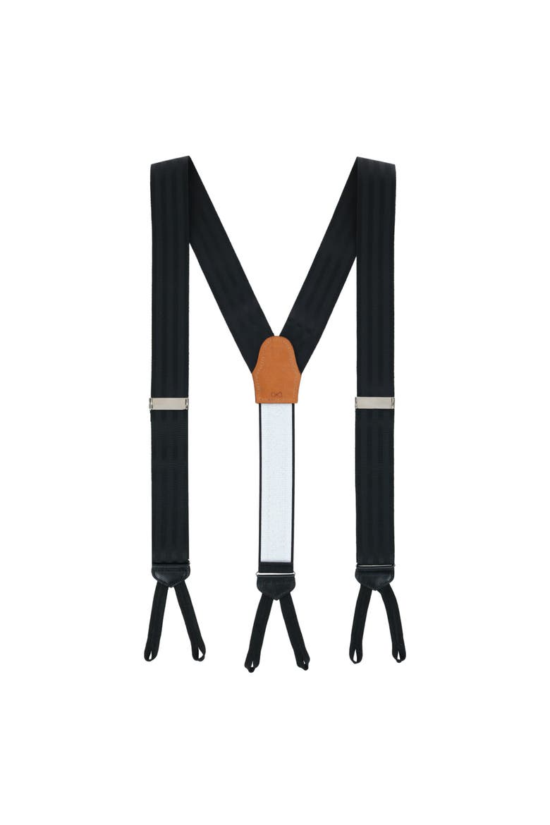 Astaire 38mm Grosgrain Stripe Ribbon Formal End Suspenders, Alternate, color, Black with Black Stripe