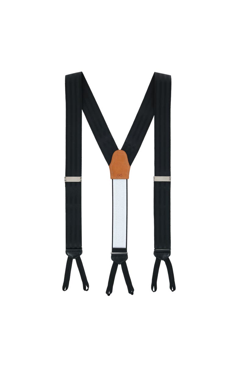 Trafalgar Astaire 38mm Grosgrain Stripe Ribbon Formal End Suspenders, Alternate, color, Black With Black Stripe