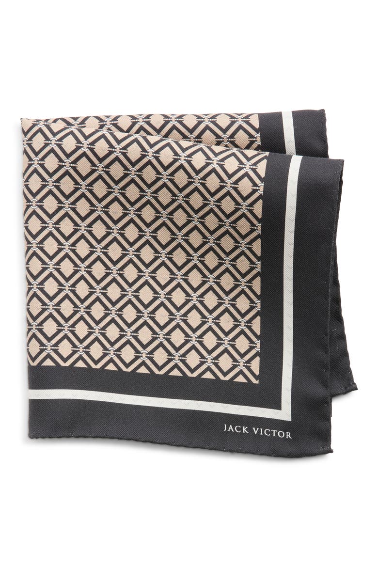 Equestrian Silk Pocket Square, Main, color, CAMEL