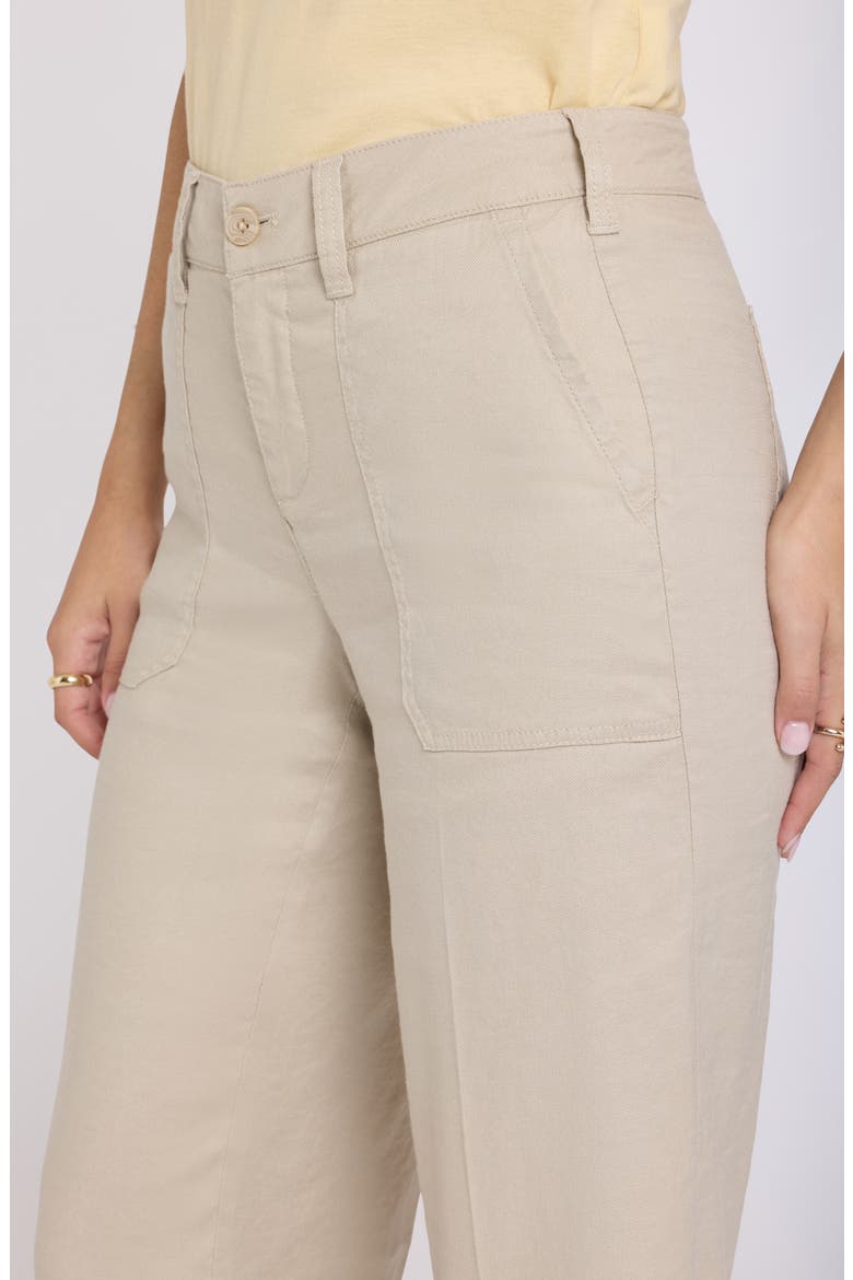 Wide Leg Crop Linen Blend Pants, Alternate, color, FEATHER
