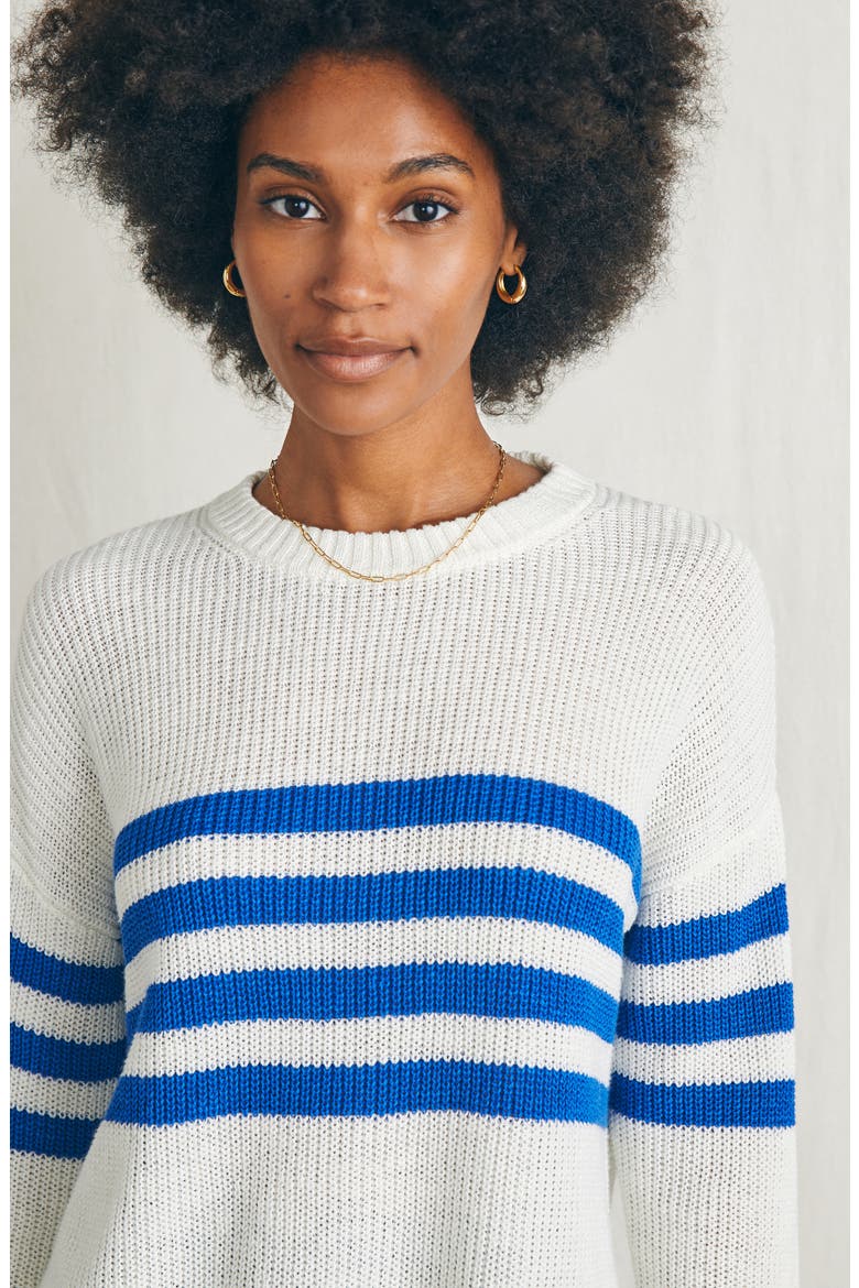 Miramar Stripe Linen & Organic Cotton Sweater, Alternate, color, CHARLESTON