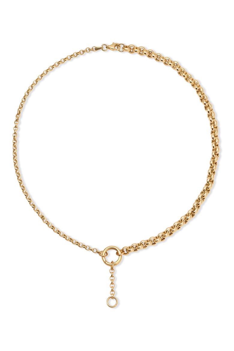 Half & Half 14K Gold Rolo Chain Lariat Necklace, Main, color, 14K YELLOW GOLD