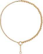 Adina Reyter Half & Half 14K Gold Rolo Chain Lariat Necklace
