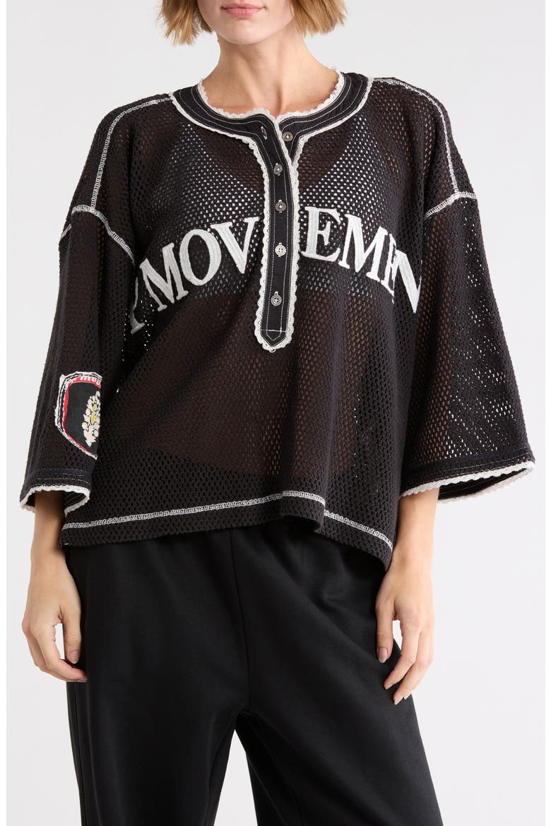 FP Movement Camp Out Embroidered Open Stitch Top, Main, color, BLACK