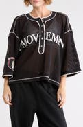 Free People FP Movement Camp Out Embroidered Open Stitch Top