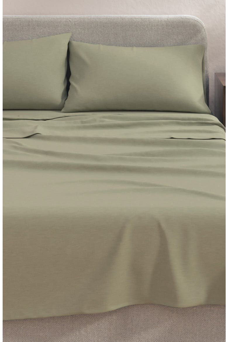Cotton Jersey Knit Sheet Set, Alternate, color, HEATHERED OLIVE