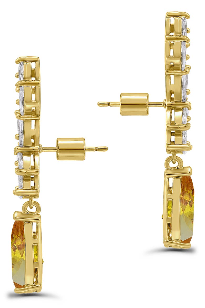 Pear Cubic Zirconia Cluster Drop Earrings, Alternate, color, GOLD/ YELLOW