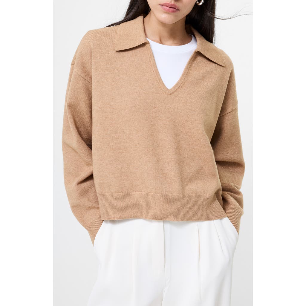 French Connection Sloane Johnny Collar Pullover In Brown