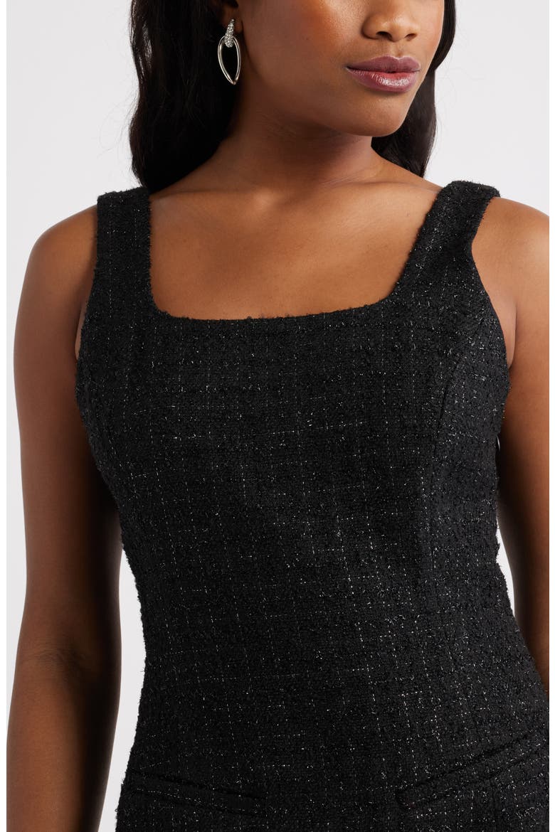Tweed Sleeveless Minidress, Alternate, color, BLACK