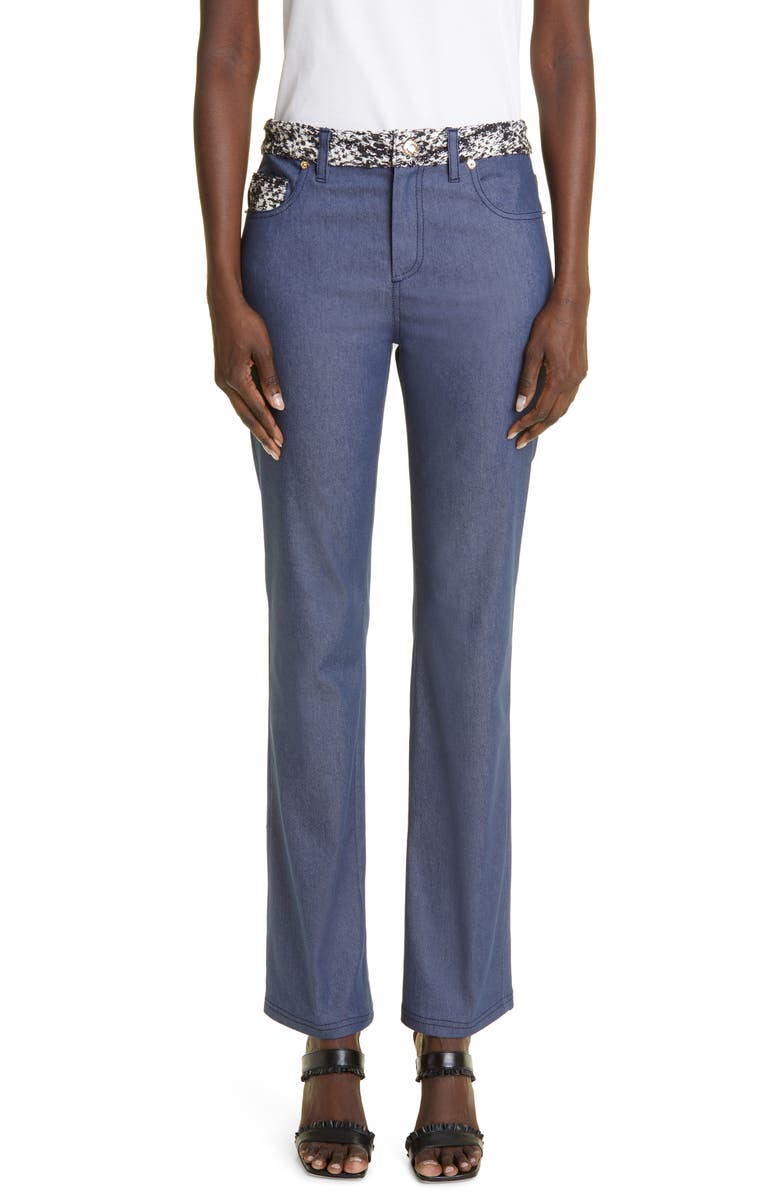 St. John Collection Tweed Detail Stretch Denim Trouser Jeans, Main, color, 