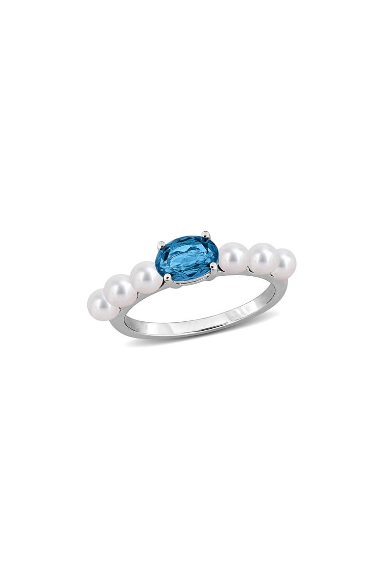 Sterling Silver Cultured Freshwater Pearl Ring, Main, color, BLUE