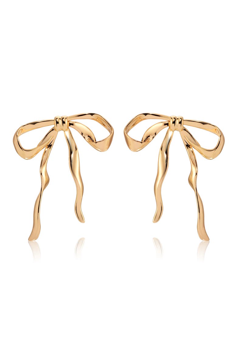 Organic Bow Earrings, Main, color, GOLD