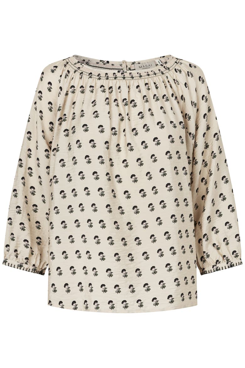 Boat Neck Gathered Blouse, Alternate, color, Olivine
