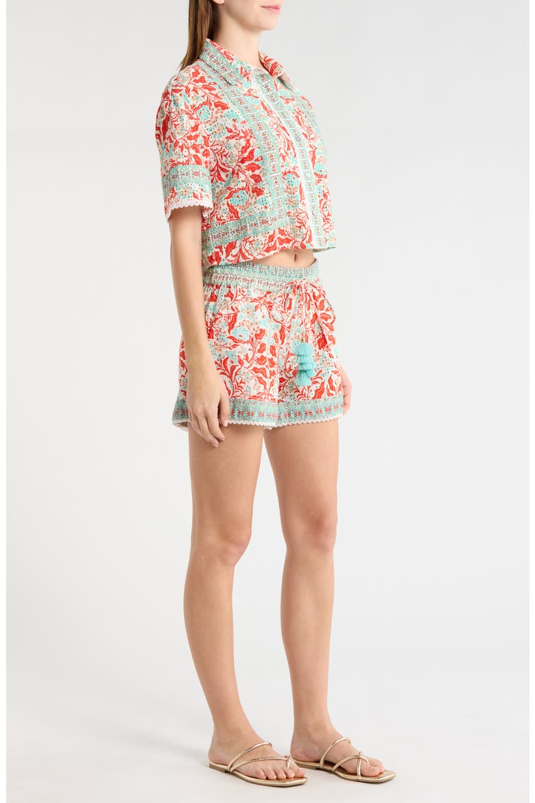 Lorna Crop Cover-Up Shirt, Alternate, color, FLAME COMBO