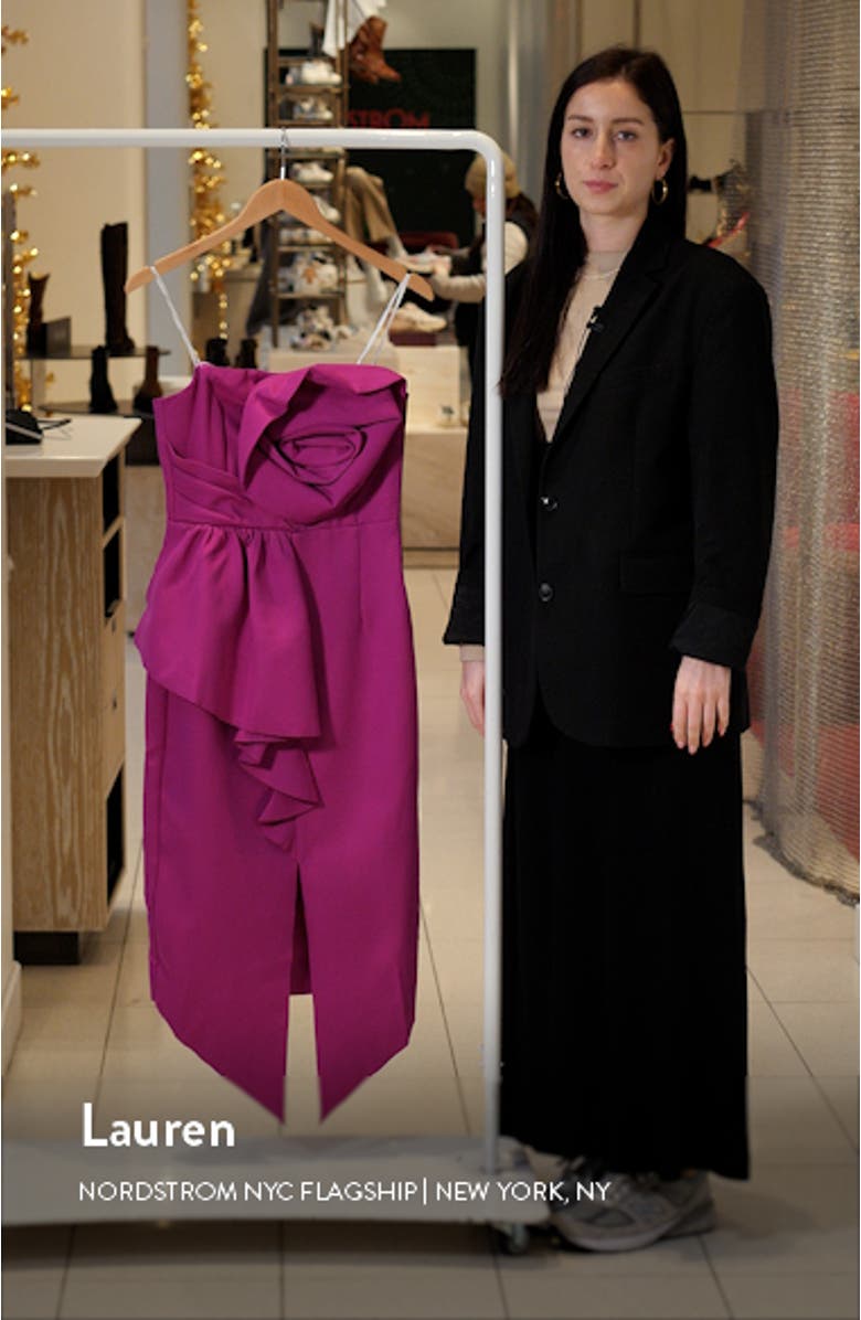 Bowie Rosette Strapless Midi Dress, sales video thumbnail