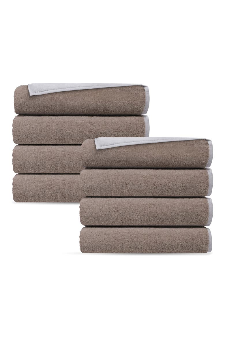 Double Face 8-Piece Turkish Cotton Washcloths, Main, color, WHITE BEIGE