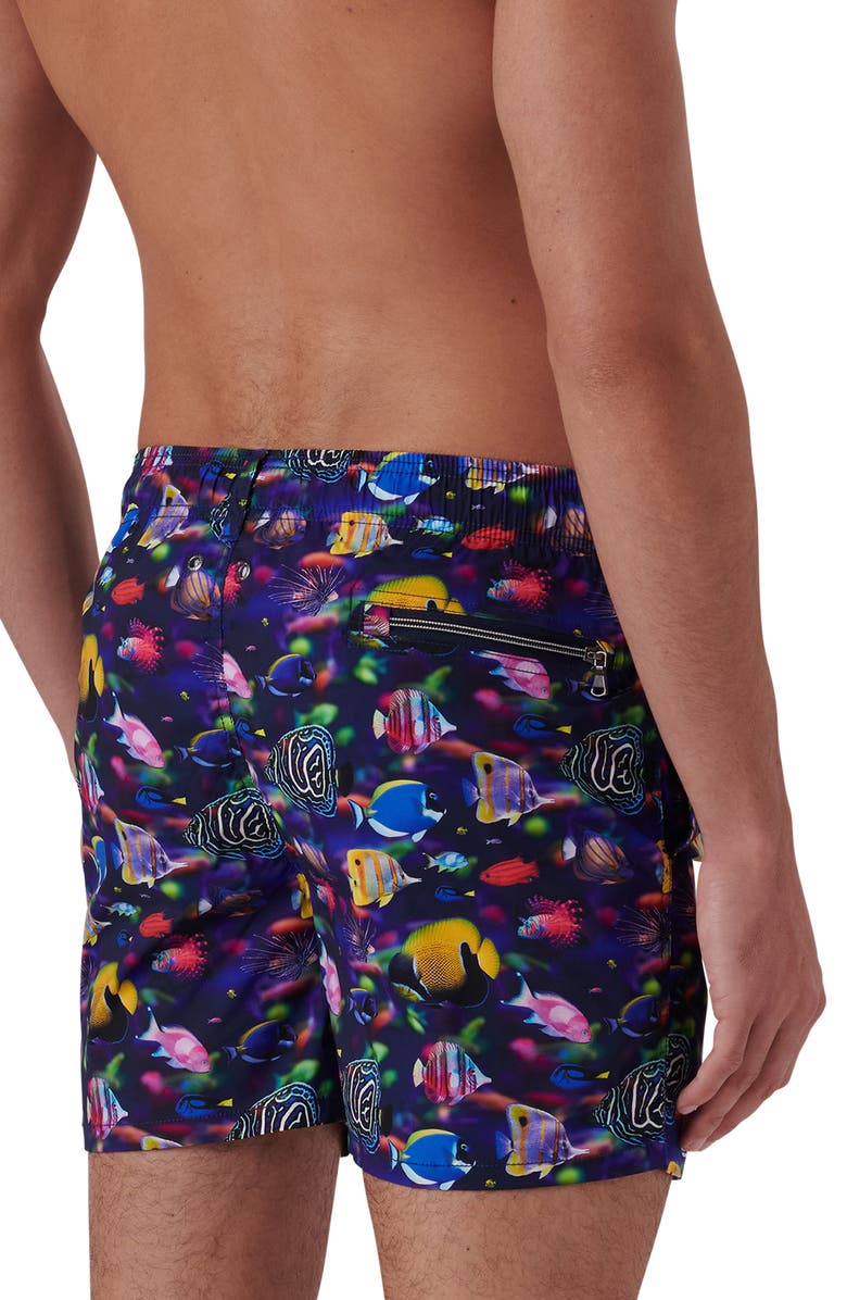 Bugatchi Max Mid Length Swim Trunks, Alternate, color, 