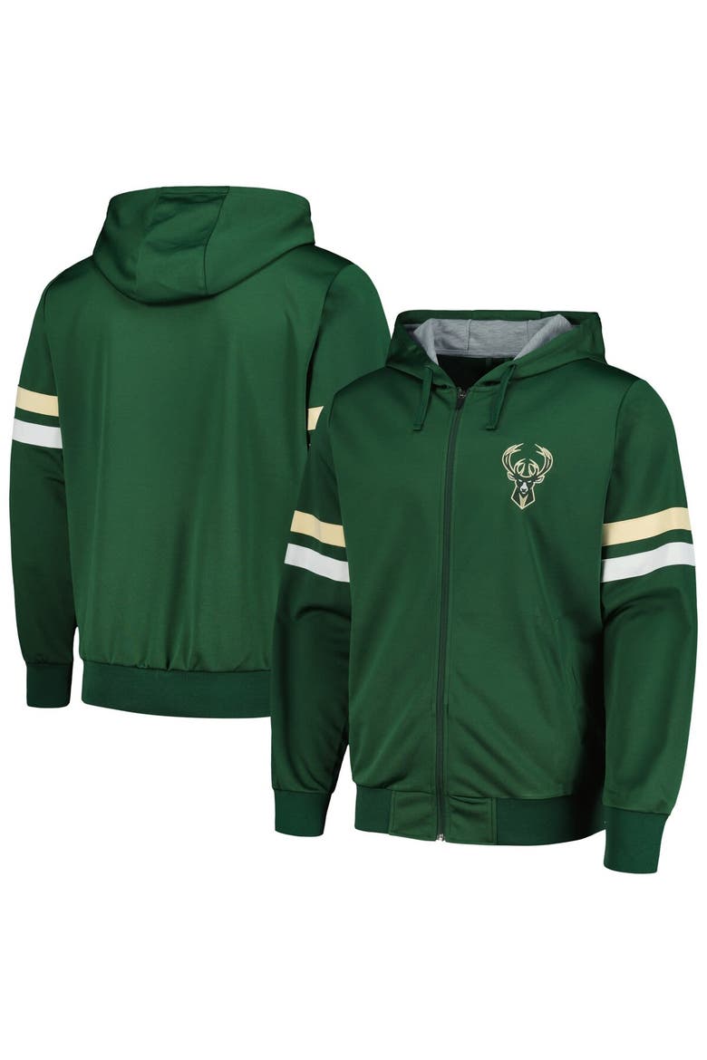 Men's G-III Sports by Carl Banks Hunter Green Milwaukee Bucks Contender Full-Zip Hoodie Jacket, Alternate, color, Hunter Green
