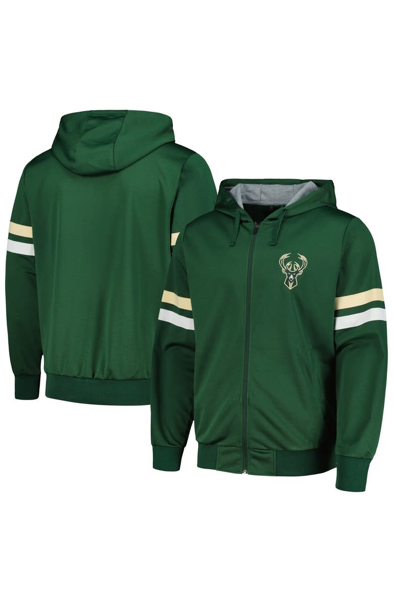 G-III SPORTS BY CARL BANKS Men's G-III Sports by Carl Banks Hunter Green Milwaukee Bucks Contender Full-Zip Hoodie Jacket, Alternate, color, Hunter Green